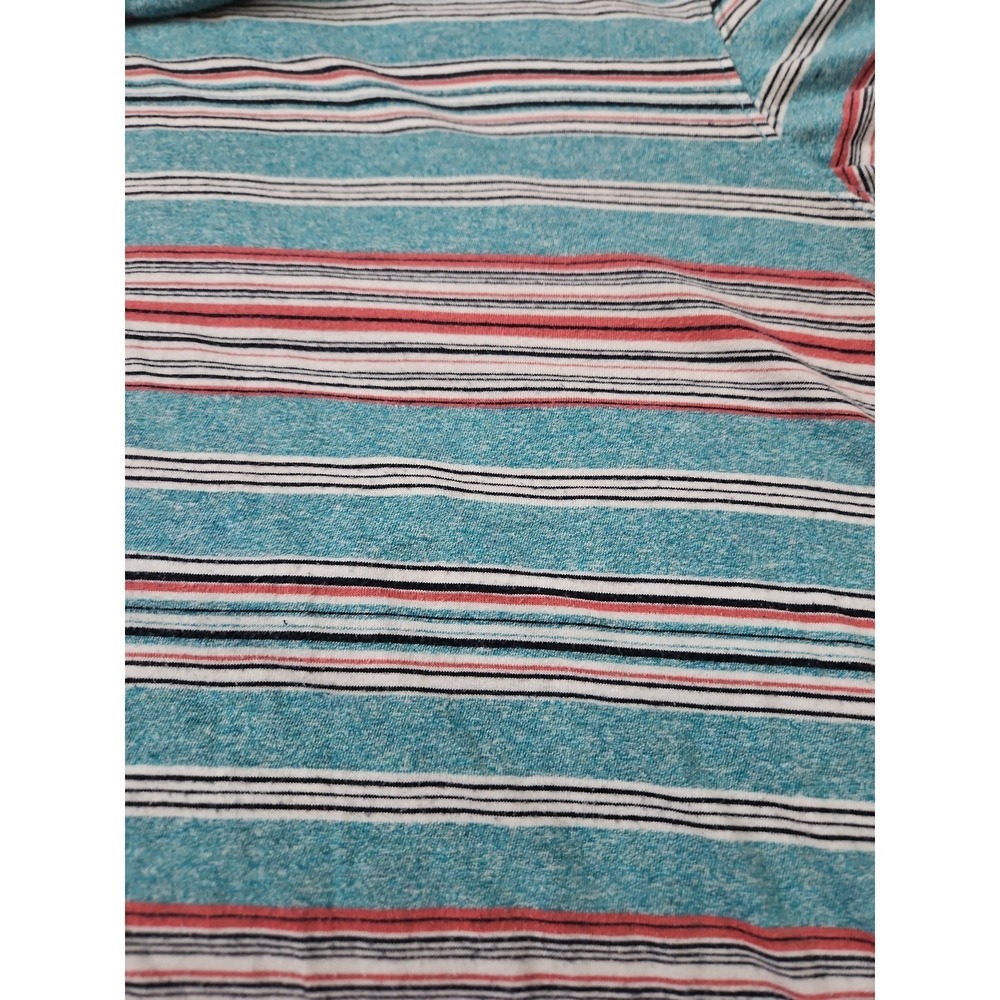 Y2K 2000s Faded Glory Heather Teal Striped Vneck T-Shirt Distressed XL - Picture 7 of 12